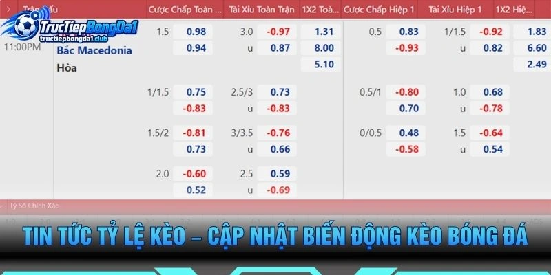 Tin Tức Tỷ Lệ Kèo – Cập Nhật Biến Động Kèo Bóng Đá